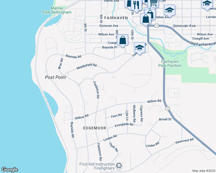 map of restaurants, bars, coffee shops, grocery stores, and more near 411 Willow Road Place in Bellingham
