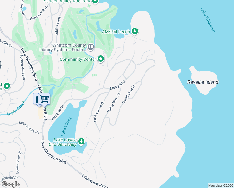 map of restaurants, bars, coffee shops, grocery stores, and more near 8 Valley View Circle in Bellingham