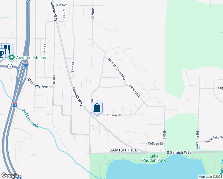 map of restaurants, bars, coffee shops, grocery stores, and more near 4200 Parkhurst Drive in Bellingham