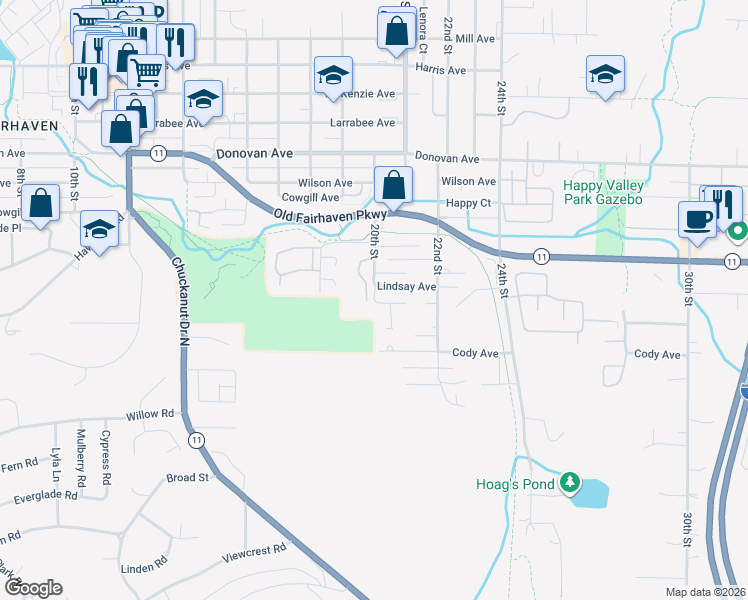 map of restaurants, bars, coffee shops, grocery stores, and more near 3538 20th Street in Bellingham
