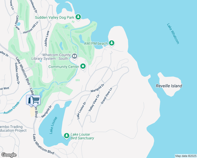 map of restaurants, bars, coffee shops, grocery stores, and more near 22 Marigold Drive in Bellingham