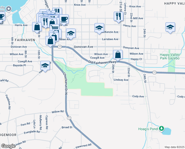 map of restaurants, bars, coffee shops, grocery stores, and more near 1916 18th Street in Bellingham