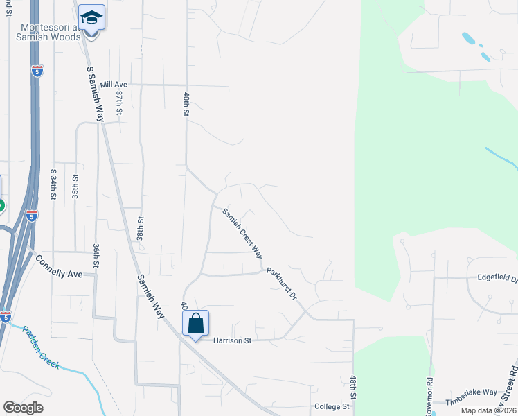 map of restaurants, bars, coffee shops, grocery stores, and more near 4304 Samish Crest Drive in Bellingham