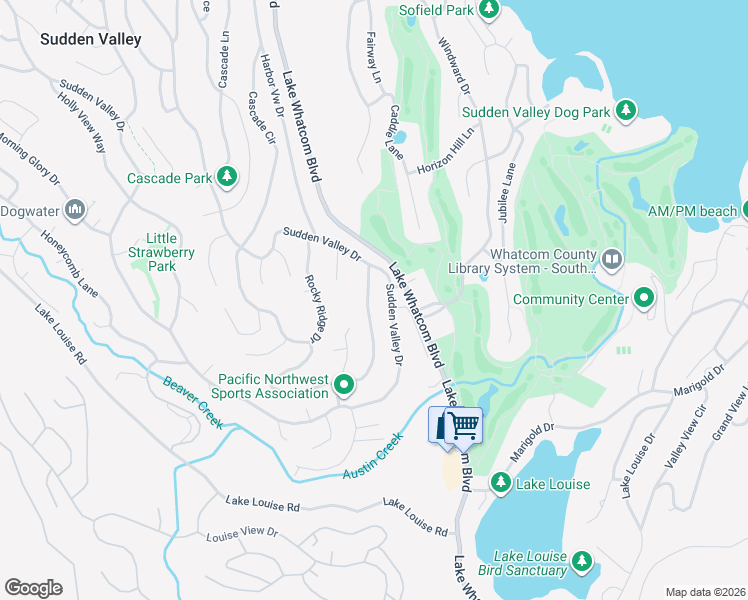 map of restaurants, bars, coffee shops, grocery stores, and more near 444 Sudden Valley Drive in Bellingham