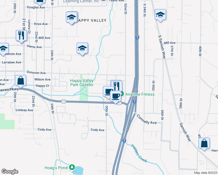 map of restaurants, bars, coffee shops, grocery stores, and more near in Bellingham