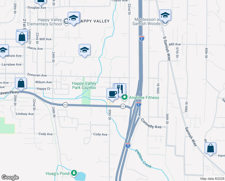 map of restaurants, bars, coffee shops, grocery stores, and more near in Bellingham