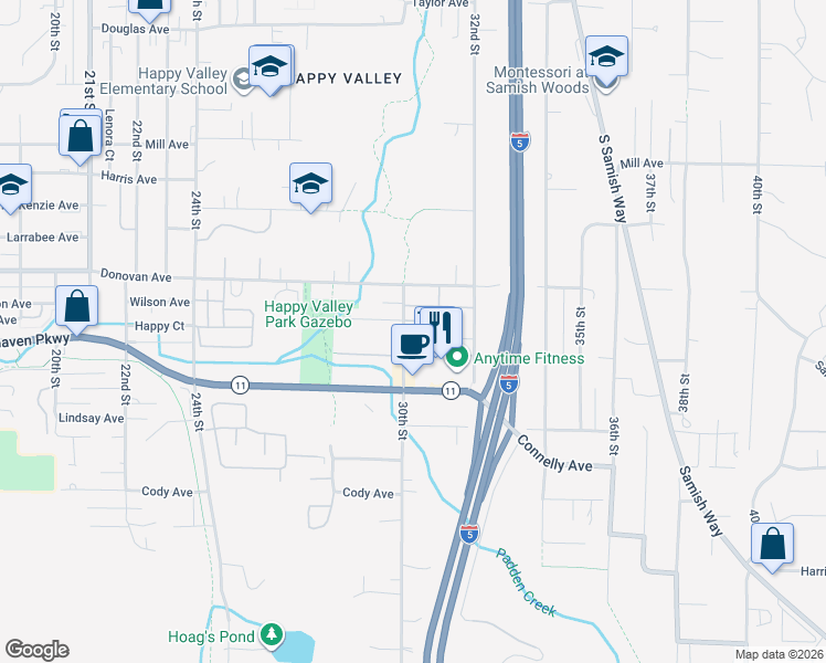 map of restaurants, bars, coffee shops, grocery stores, and more near in Bellingham