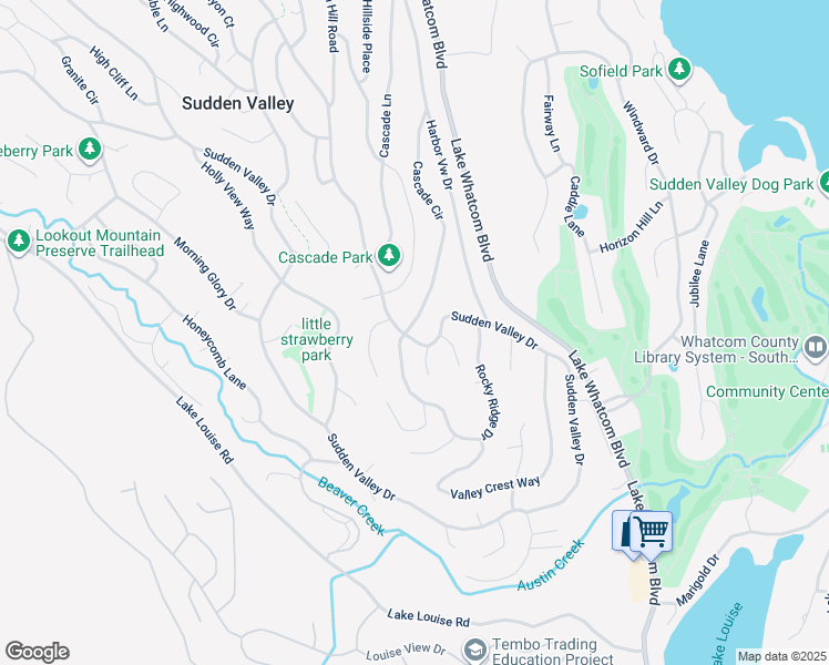 map of restaurants, bars, coffee shops, grocery stores, and more near 65 Deer Run Lane in Bellingham