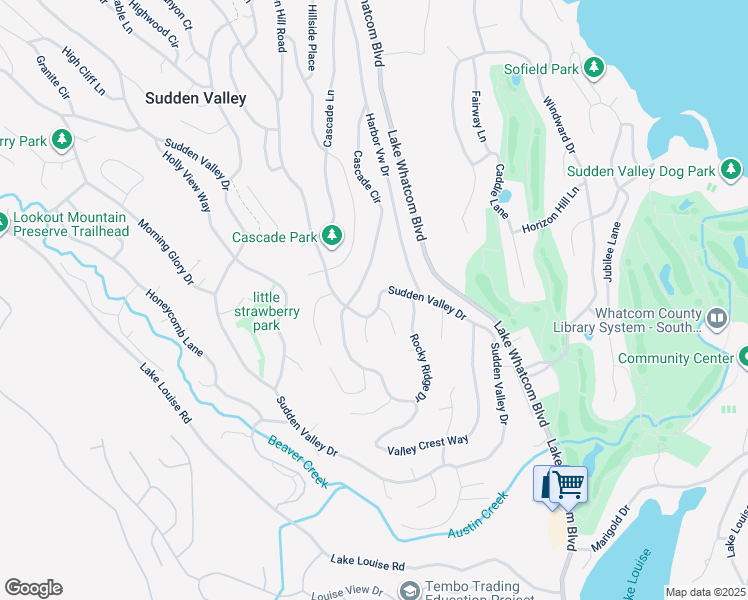 map of restaurants, bars, coffee shops, grocery stores, and more near 39 Sudden Valley Drive in Bellingham