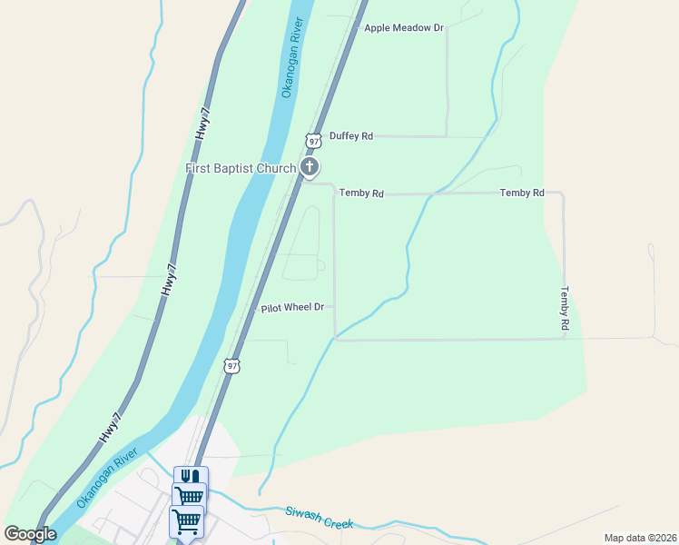 map of restaurants, bars, coffee shops, grocery stores, and more near 12A Temby Road in Tonasket