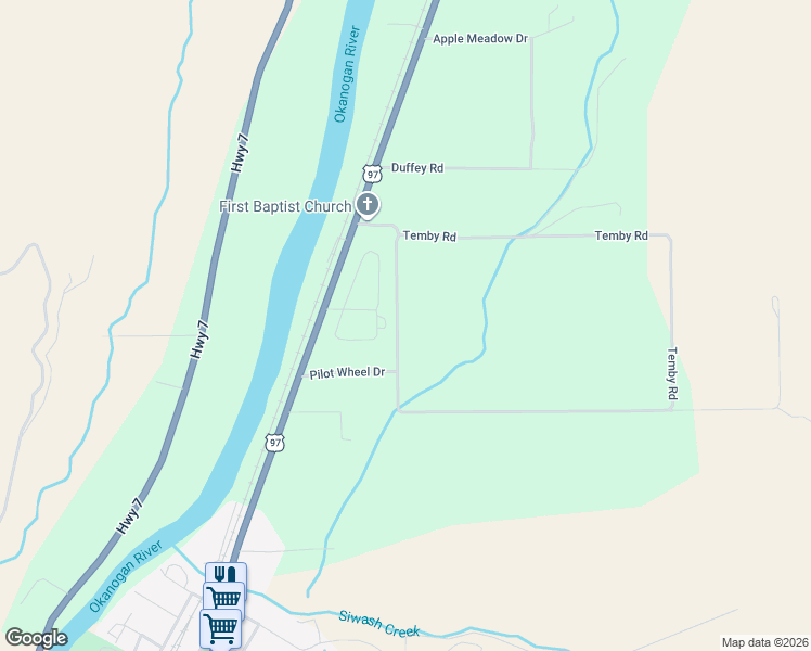 map of restaurants, bars, coffee shops, grocery stores, and more near 12A Temby Road in Tonasket