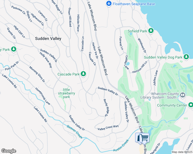 map of restaurants, bars, coffee shops, grocery stores, and more near 43 Deer Run Lane in Bellingham