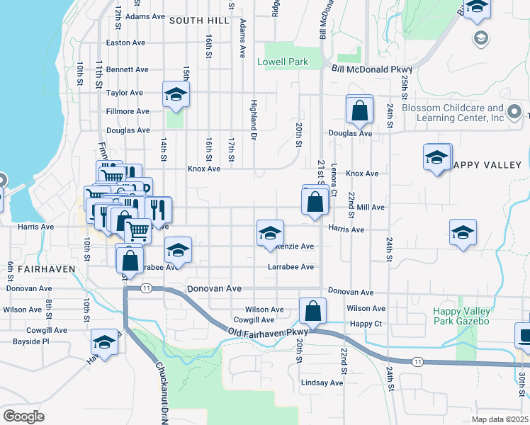 map of restaurants, bars, coffee shops, grocery stores, and more near in Bellingham