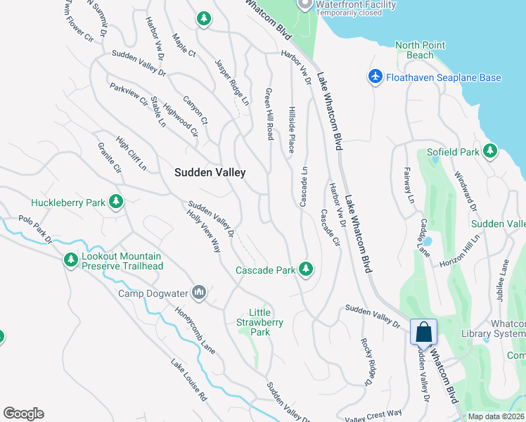 map of restaurants, bars, coffee shops, grocery stores, and more near 92 Sudden Valley Drive in Bellingham