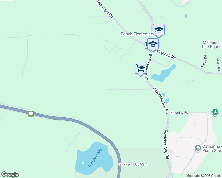 map of restaurants, bars, coffee shops, grocery stores, and more near 1575 Robson Lane in Cowichan Bay