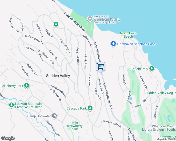 map of restaurants, bars, coffee shops, grocery stores, and more near 47 Hillside Place in Bellingham