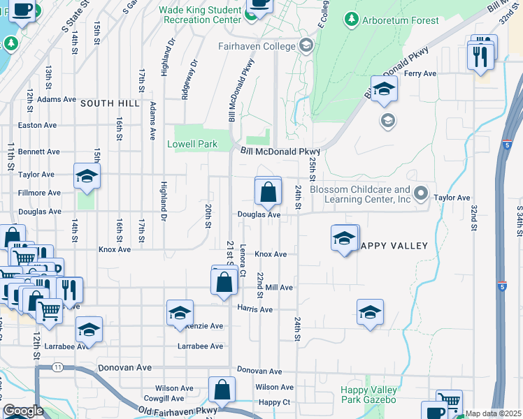 map of restaurants, bars, coffee shops, grocery stores, and more near 919 22nd Street in Bellingham