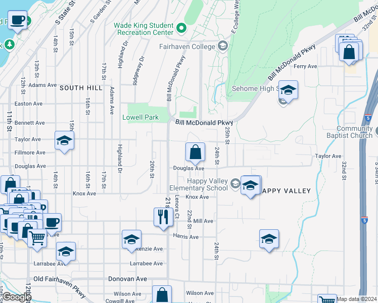 map of restaurants, bars, coffee shops, grocery stores, and more near 919 22nd Street in Bellingham