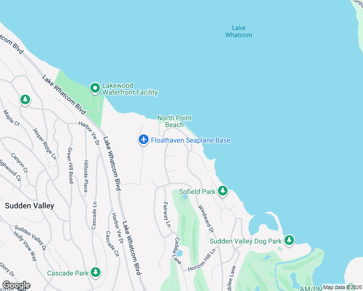 map of restaurants, bars, coffee shops, grocery stores, and more near 39 North Point Drive in Bellingham