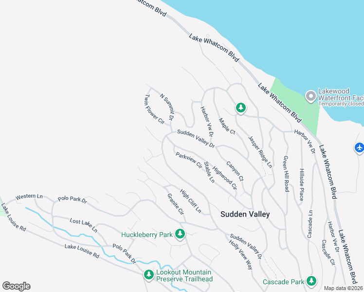 map of restaurants, bars, coffee shops, grocery stores, and more near 172 Sudden Valley Drive in Bellingham