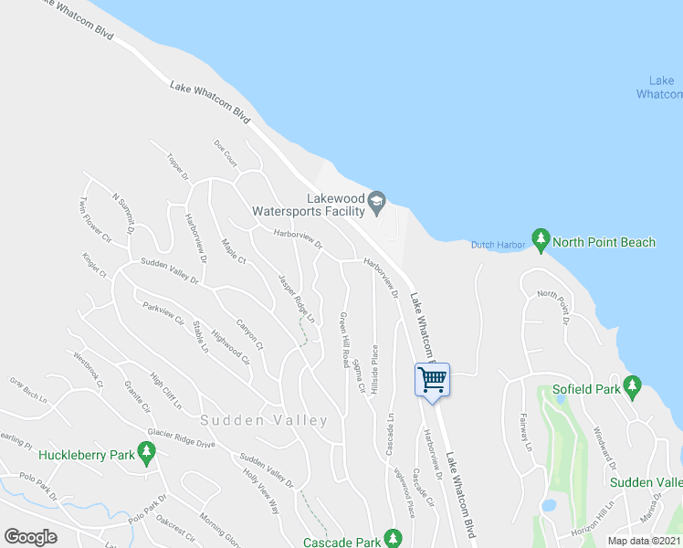 map of restaurants, bars, coffee shops, grocery stores, and more near 55 Green Hill Road in Bellingham