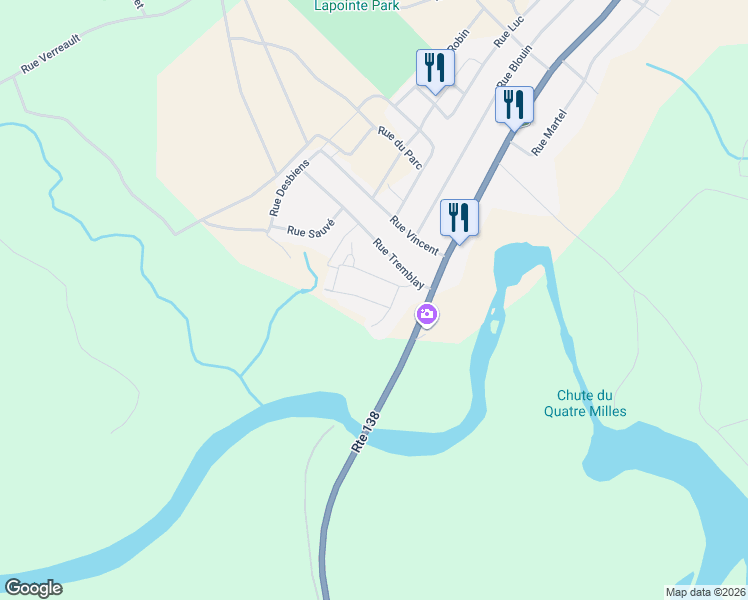 map of restaurants, bars, coffee shops, grocery stores, and more near 4 Rue Leduc in Forestville
