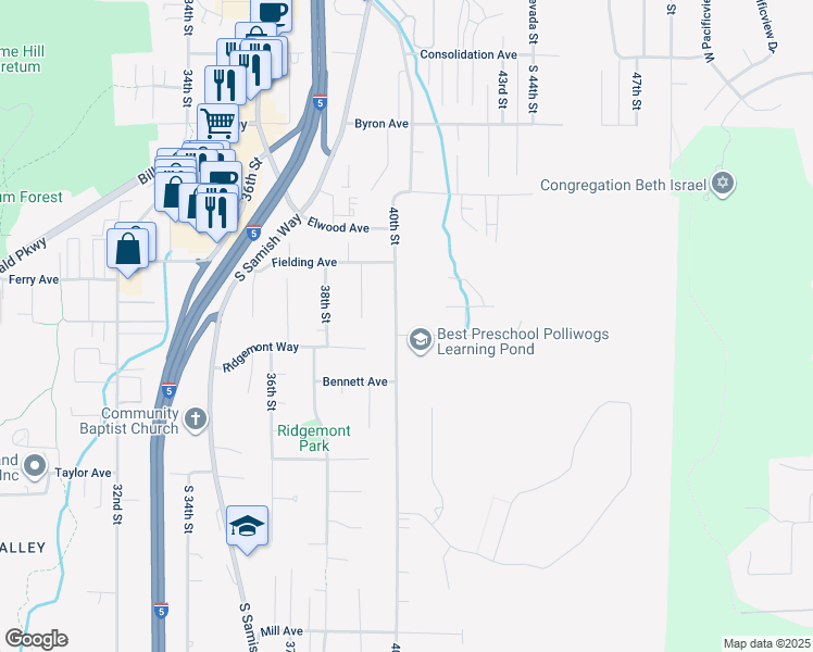 map of restaurants, bars, coffee shops, grocery stores, and more near 4001 Adams Avenue in Bellingham