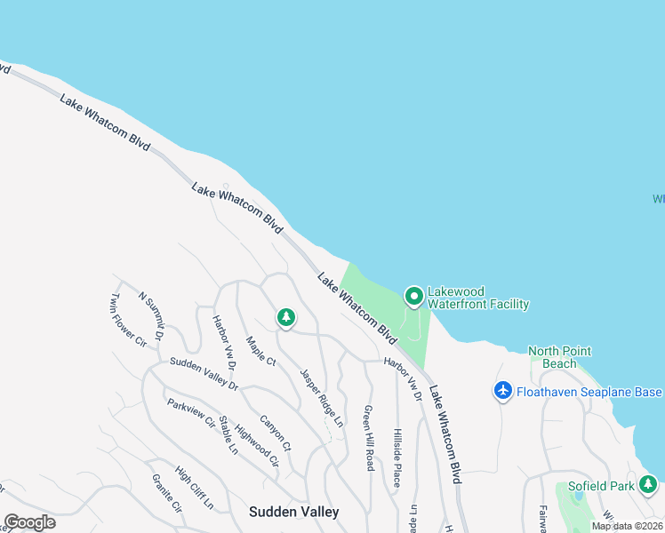 map of restaurants, bars, coffee shops, grocery stores, and more near 2460 Lake Whatcom Boulevard in Bellingham