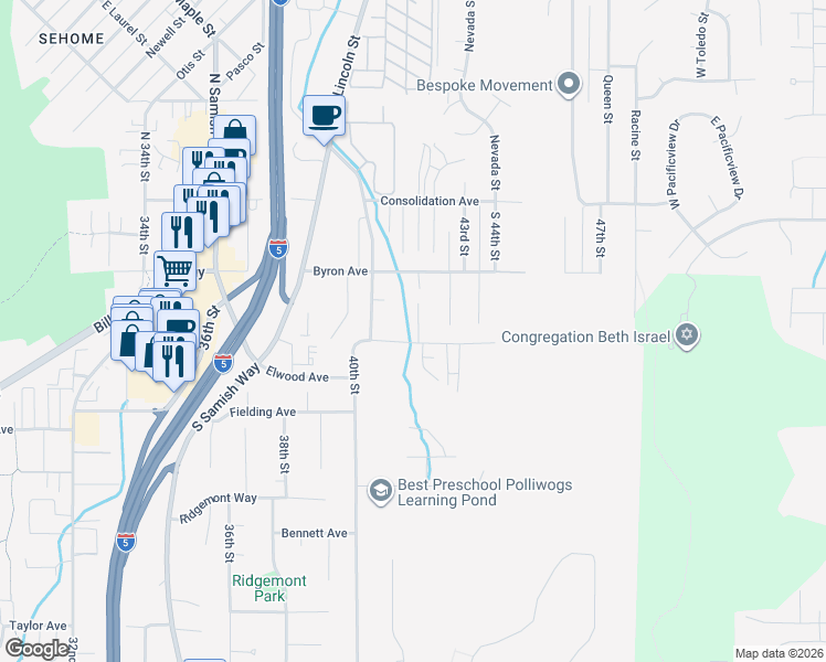 map of restaurants, bars, coffee shops, grocery stores, and more near 4211 Dumas Avenue in Bellingham