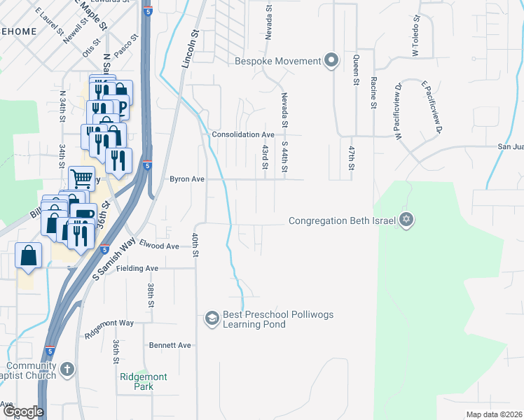 map of restaurants, bars, coffee shops, grocery stores, and more near 228 Milton Street in Bellingham