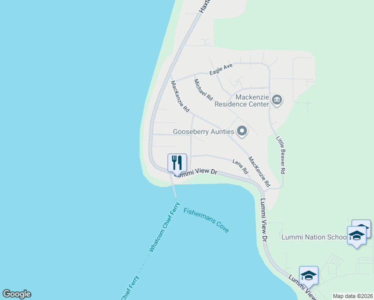 map of restaurants, bars, coffee shops, grocery stores, and more near 2571 Finkbonner Road in Bellingham