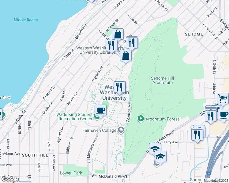 map of restaurants, bars, coffee shops, grocery stores, and more near 516 High Street in Bellingham