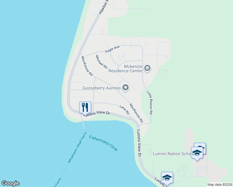 map of restaurants, bars, coffee shops, grocery stores, and more near 2558 Mackenzie Road in Bellingham