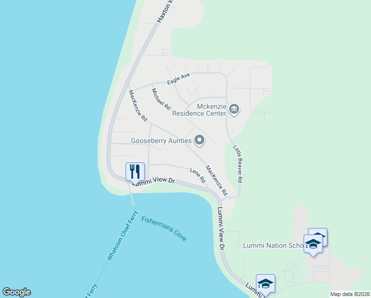 map of restaurants, bars, coffee shops, grocery stores, and more near 2558 Mackenzie Road in Bellingham