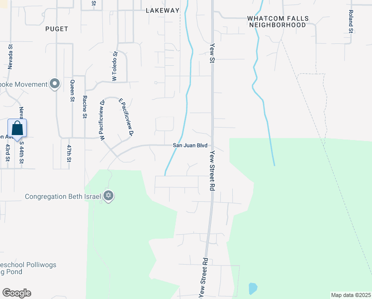 map of restaurants, bars, coffee shops, grocery stores, and more near 2301 San Juan Boulevard in Bellingham
