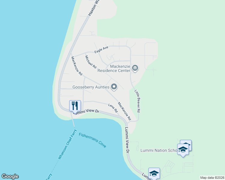 map of restaurants, bars, coffee shops, grocery stores, and more near 2581 Michael Road in Bellingham