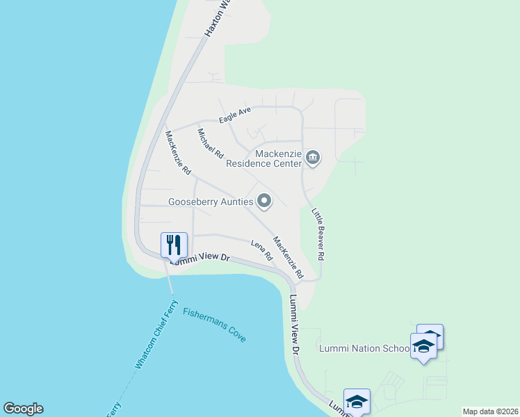 map of restaurants, bars, coffee shops, grocery stores, and more near 2581 Michael Road in Bellingham