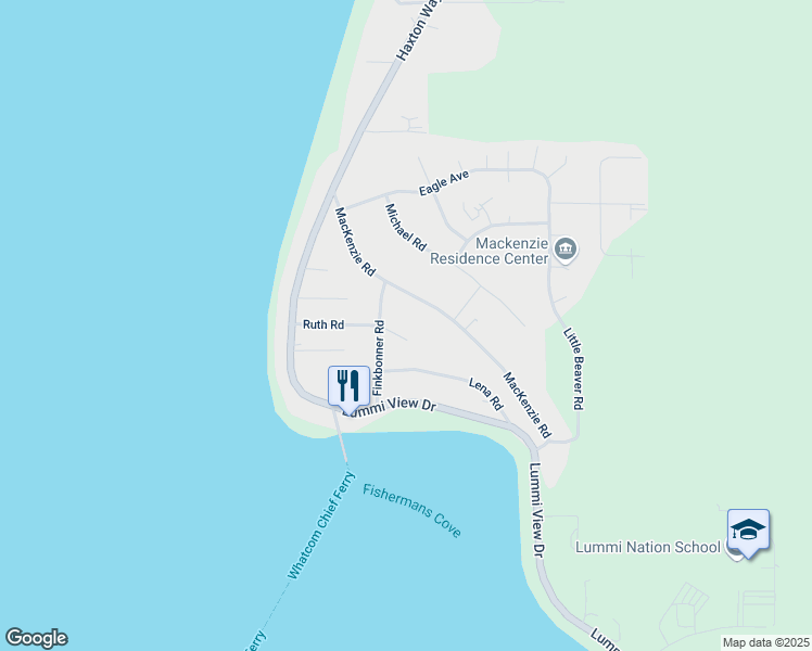 map of restaurants, bars, coffee shops, grocery stores, and more near 3438 Ruth Road in Bellingham
