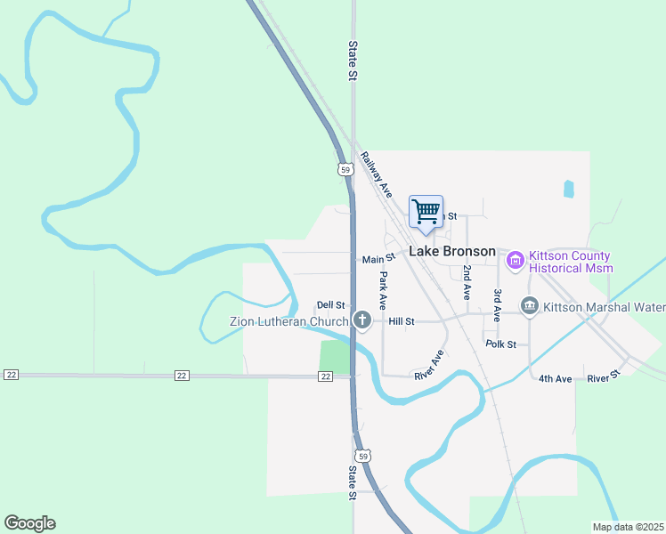 map of restaurants, bars, coffee shops, grocery stores, and more near 329 Western Street in Lake Bronson