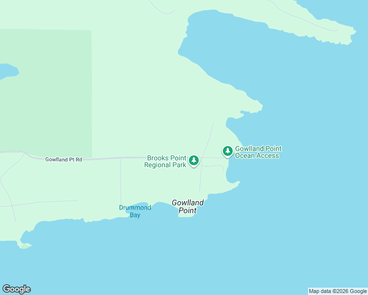 map of restaurants, bars, coffee shops, grocery stores, and more near Gowland Point Road in Pender Island