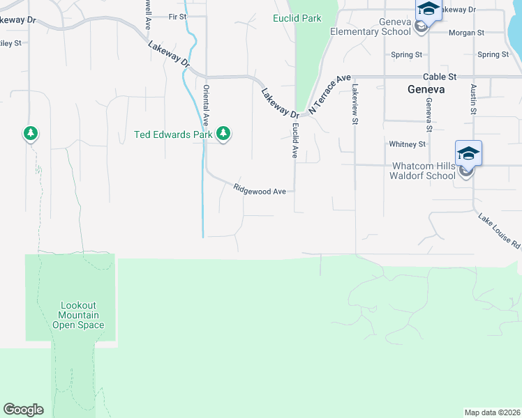 map of restaurants, bars, coffee shops, grocery stores, and more near 4224 Ridgewood Avenue in Bellingham