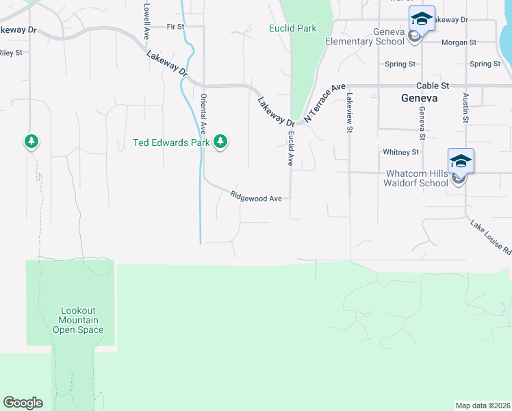 map of restaurants, bars, coffee shops, grocery stores, and more near 4224 Ridgewood Avenue in Bellingham