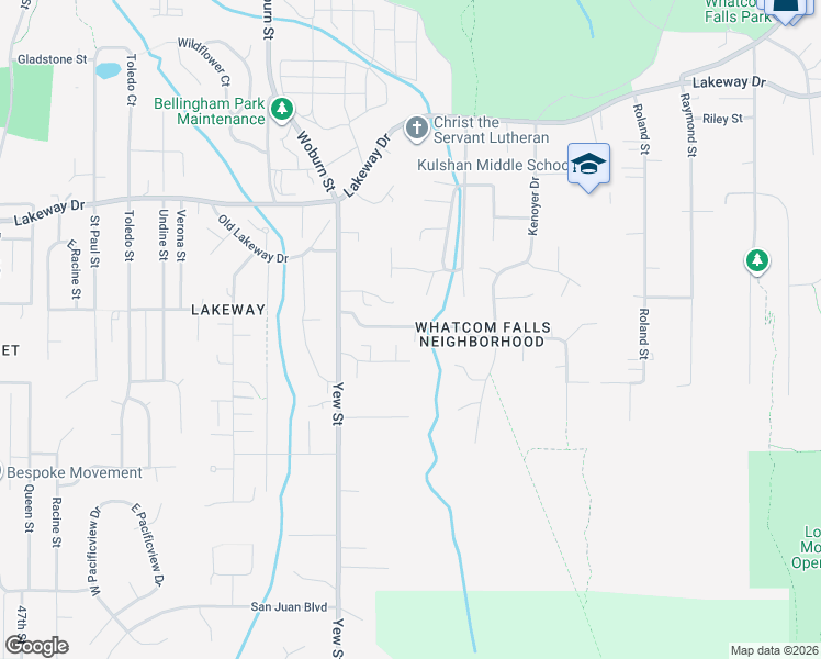 map of restaurants, bars, coffee shops, grocery stores, and more near 2627 Alvarado Drive in Bellingham