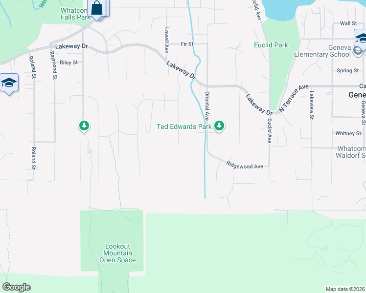 map of restaurants, bars, coffee shops, grocery stores, and more near 1300 Parkstone Ln in Bellingham