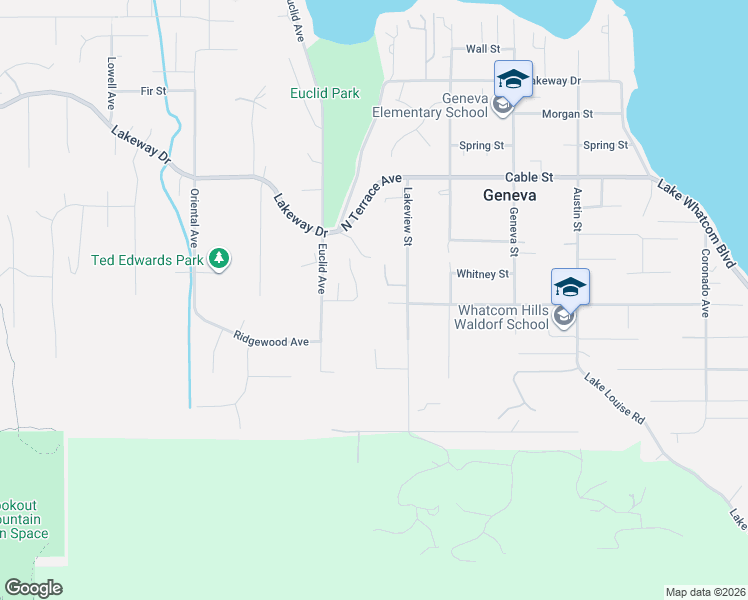 map of restaurants, bars, coffee shops, grocery stores, and more near 1222 Geneva Hills Rd in Bellingham