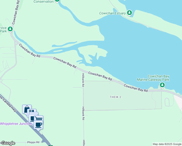 map of restaurants, bars, coffee shops, grocery stores, and more near 2061 Cowichan Bay Road in Cowichan Bay