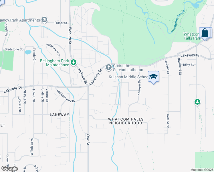 map of restaurants, bars, coffee shops, grocery stores, and more near 2610 Blackberry Lane in Bellingham