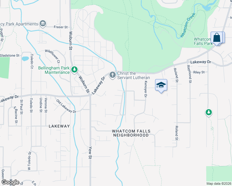 map of restaurants, bars, coffee shops, grocery stores, and more near 2623 Blackberry Lane in Bellingham