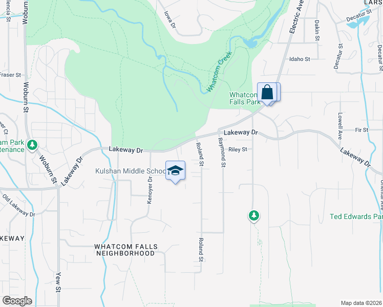 map of restaurants, bars, coffee shops, grocery stores, and more near 1315 Roland Street in Bellingham