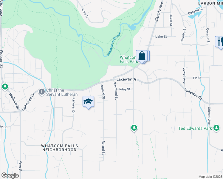 map of restaurants, bars, coffee shops, grocery stores, and more near 1314 Roland Street in Bellingham